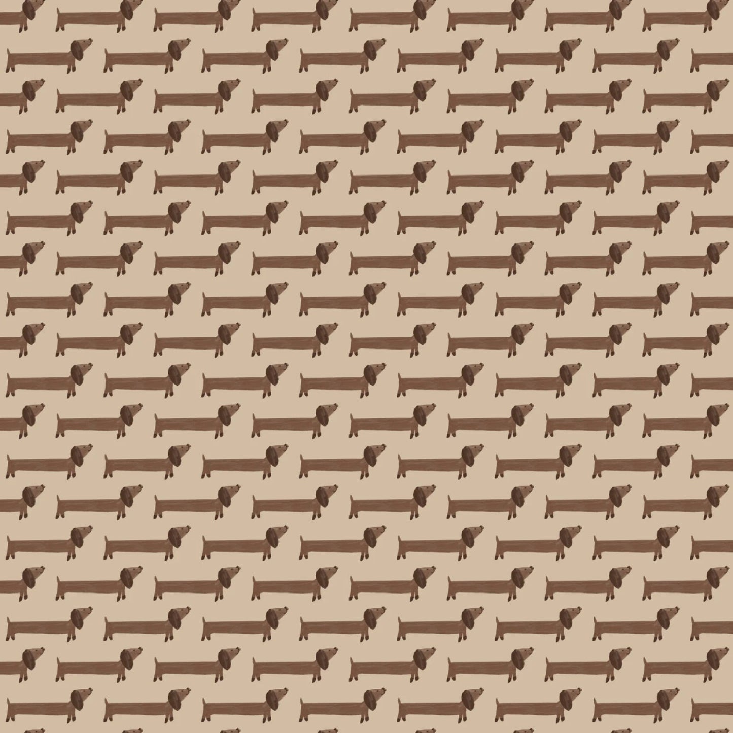 Dachshund Along - Tan - QUILTING COTTON/POPLIN fabric - homesewn