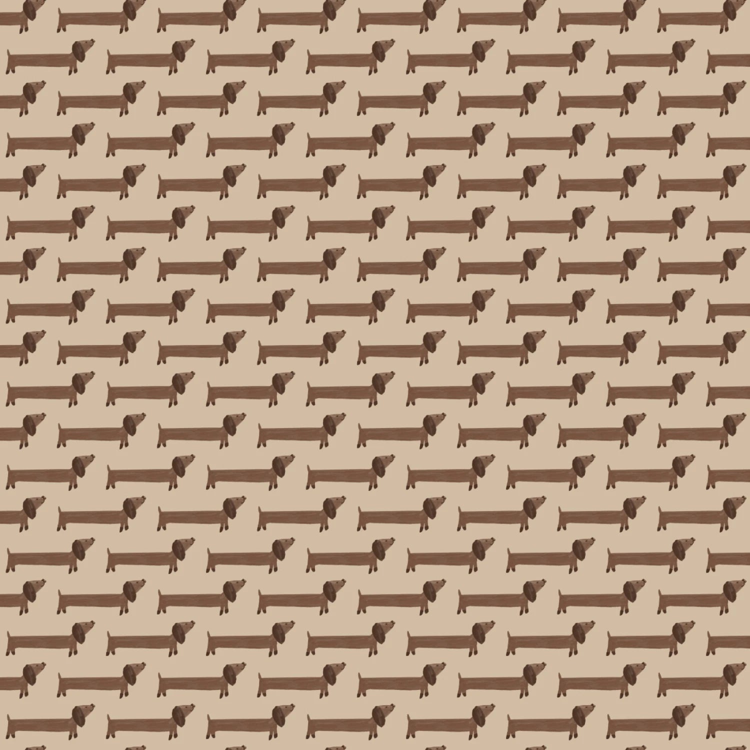 Dachshund Along - Tan - QUILTING COTTON/POPLIN fabric - homesewn