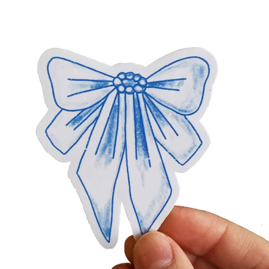 Dainty Blue Bow - Waterproof Sticker - Frankie Blue - homesewn