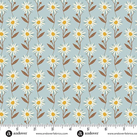 Daisy Dream Blue - Flourish - QUILTING COTTON/POPLIN - homesewn