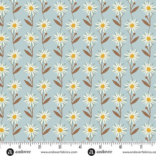Daisy Dream Blue - Flourish - QUILTING COTTON/POPLIN - homesewn