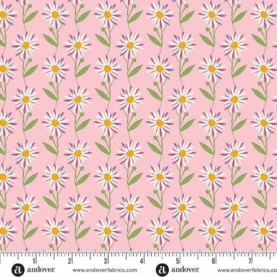 Daisy Dream Pink - Flourish - QUILTING COTTON/POPLIN - homesewn
