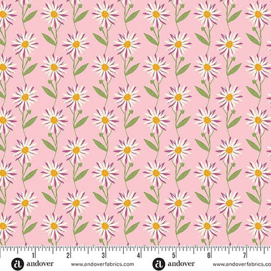 Daisy Dream Pink - Flourish - QUILTING COTTON/POPLIN - homesewn