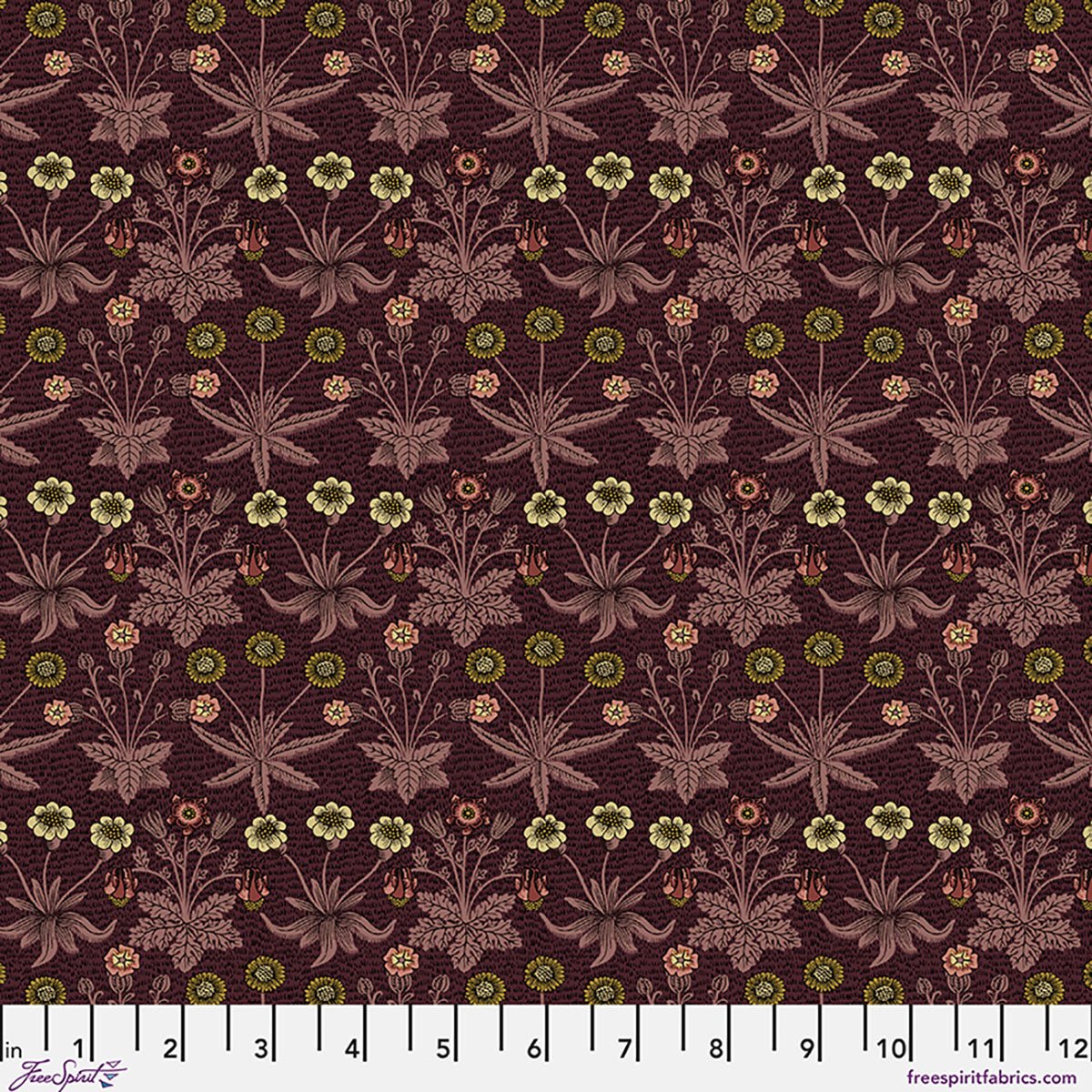 Daisy Fields - Madder - William Morris Lodden QUILTING COTTON/POPLIN - homesewn