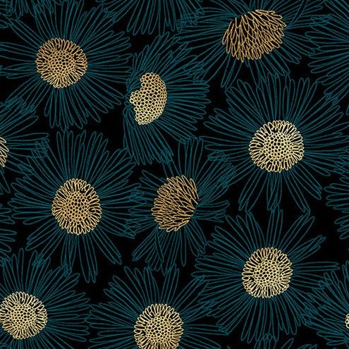 Daisy Sketch - Metallic Black - Reverie - homesewn