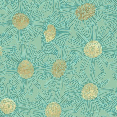 Daisy Sketch - Metallic Moss - Reverie - homesewn