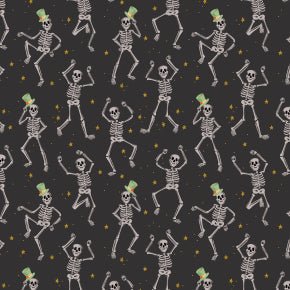 Dancing Skeletons - Black - Rifle Paper Co. Halloween - homesewn