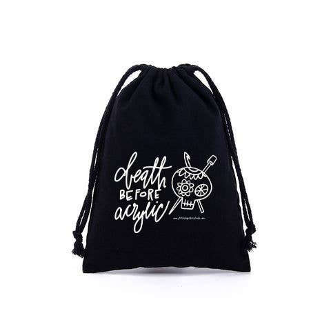 Death Before Acrylic / Drawstring Project Bag - BLACK - homesewn