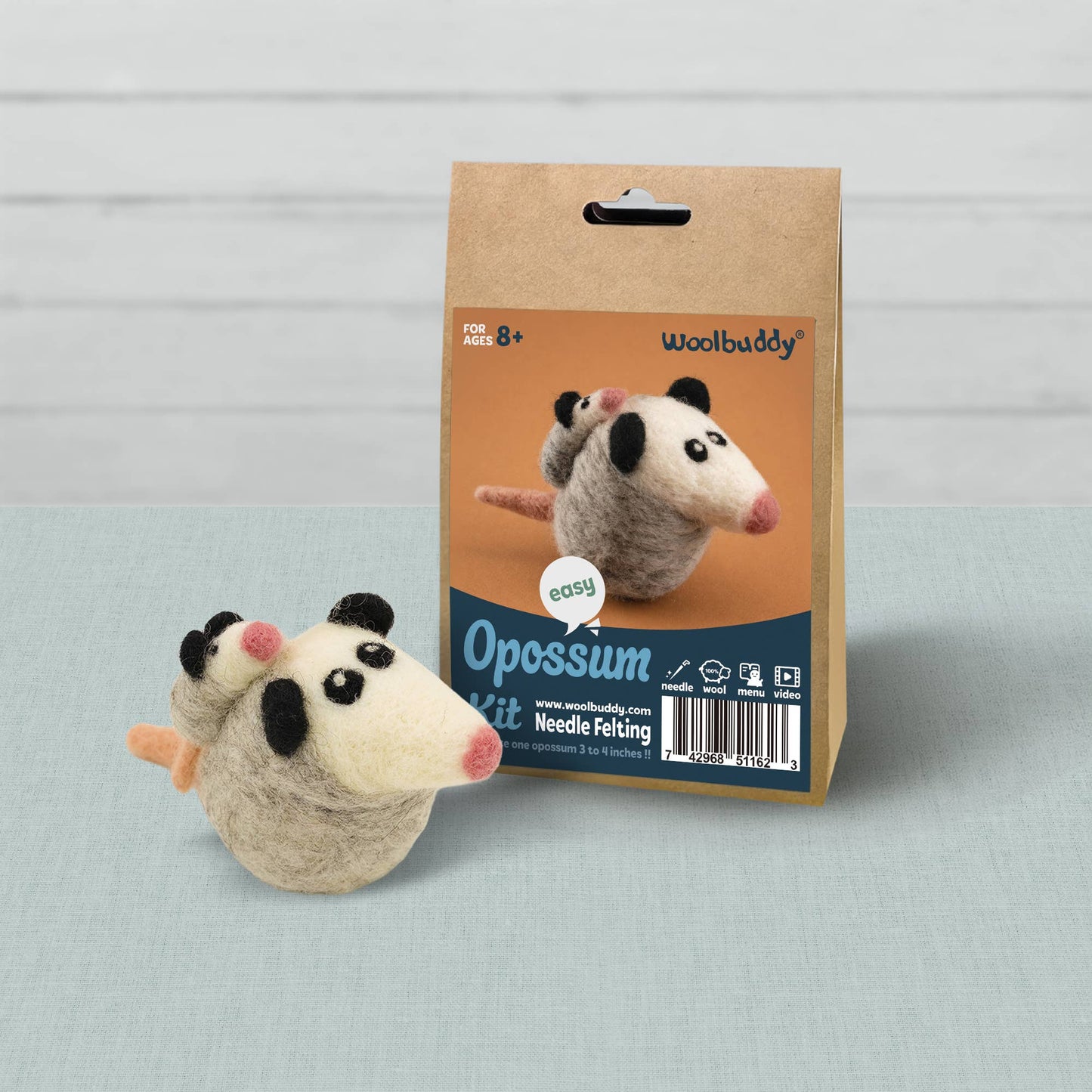 Beginner Opossum Needle Felting Kit – DIY Craft Gift