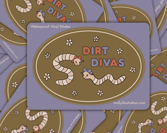 Dirt Divas Worm Waterproof Vinyl Sticker - homesewn