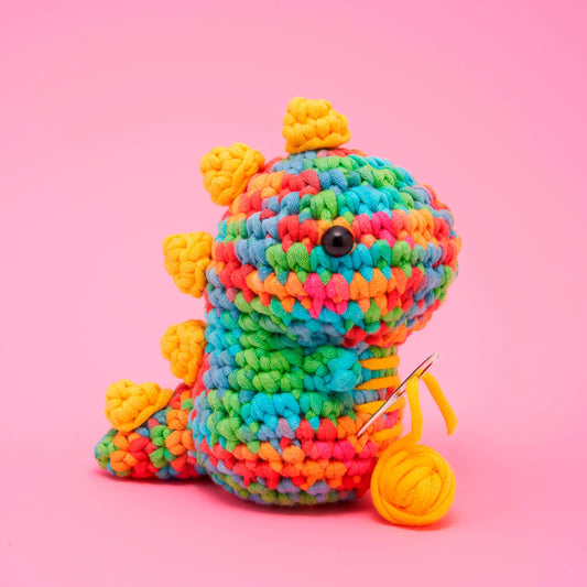 Disco Fred the Rainbow Dinosaur Beginner Crochet Kit - homesewn