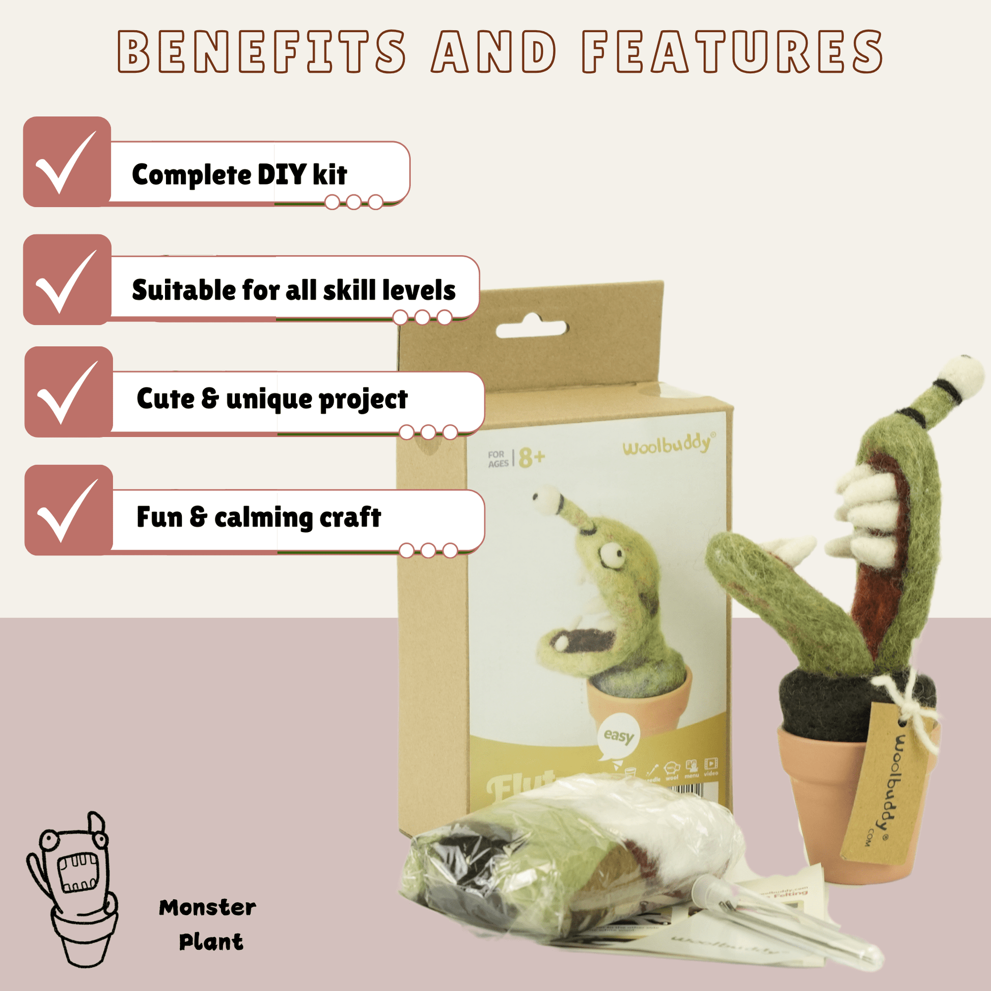 DIY Needle Felting Monster Kit – Flytrap - homesewn