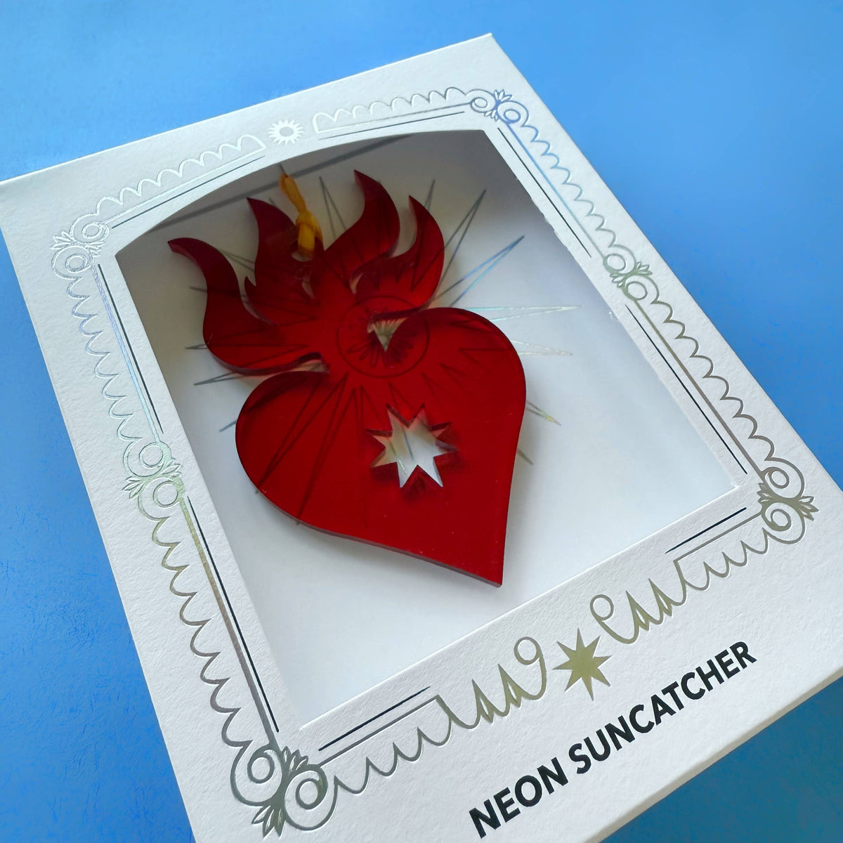 Sacred Heart bright red acrylic suncatcher by Pier Six Press