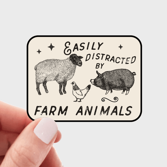 Easily Distracted by Farm Animals Sticker - sheep, chicken - homesewn