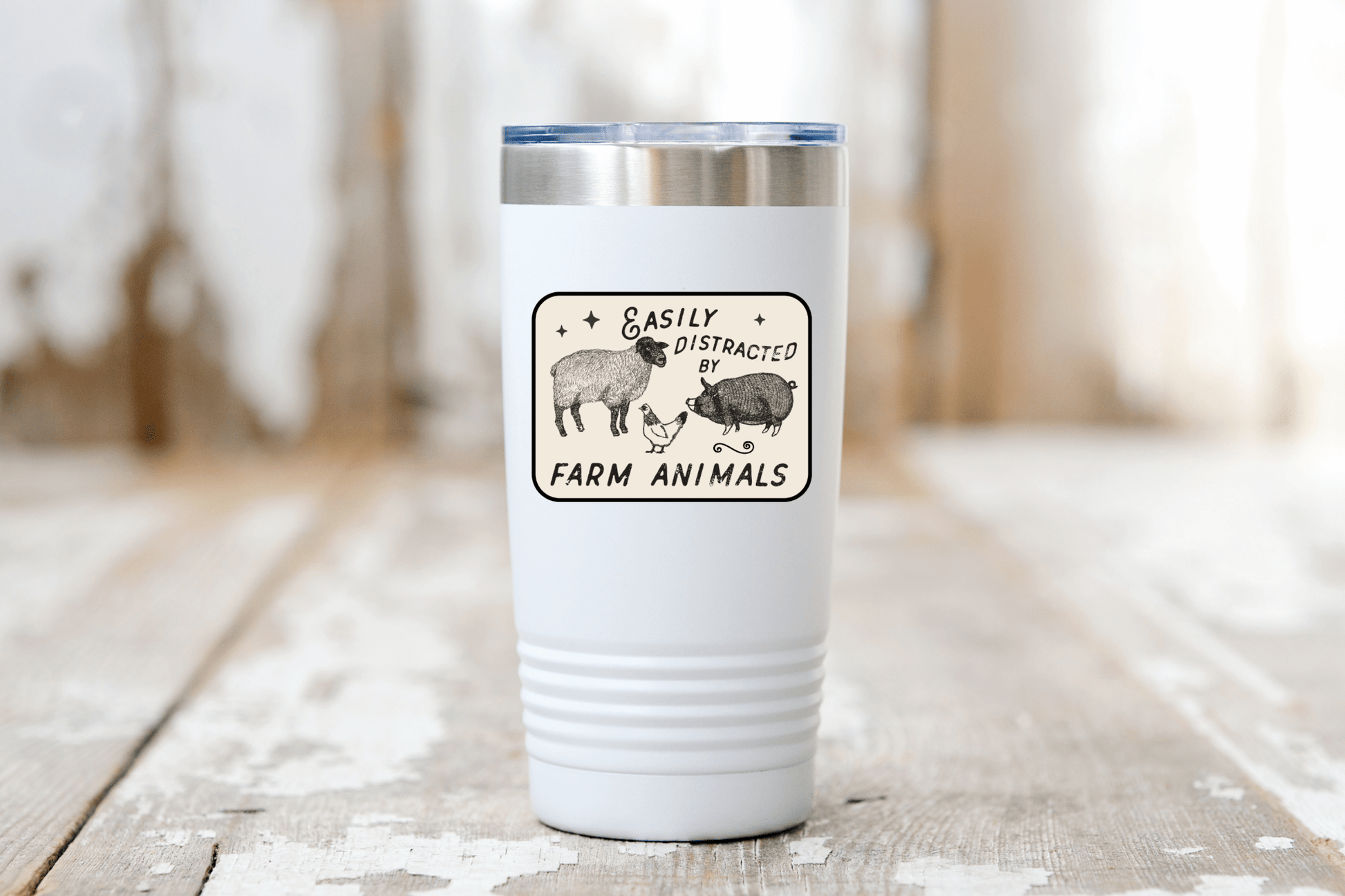 Easily Distracted by Farm Animals Sticker - sheep, chicken - homesewn