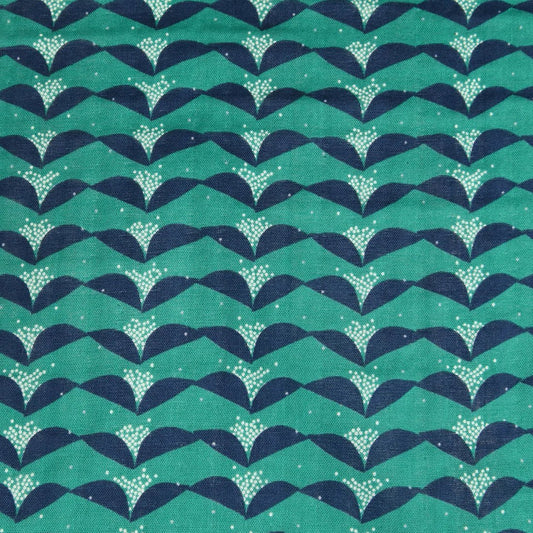 Echino Tsubomi - Green Navy - Cotton Double Gauze - homesewn