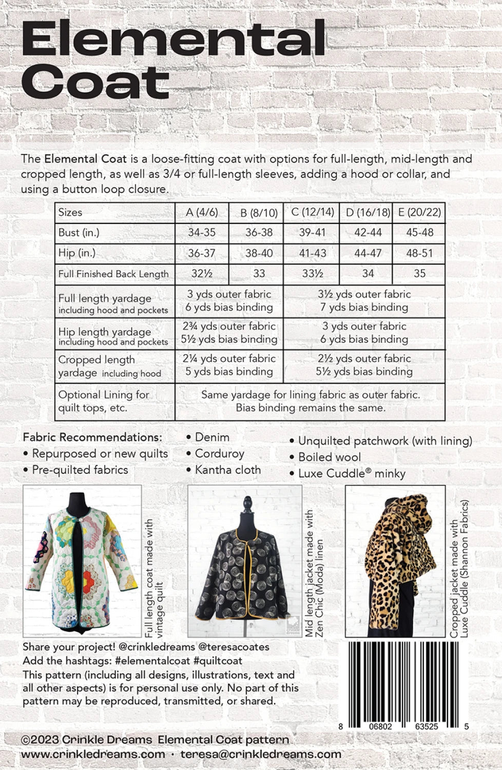 Elemental Coat - Printed Sewing Pattern - homesewn
