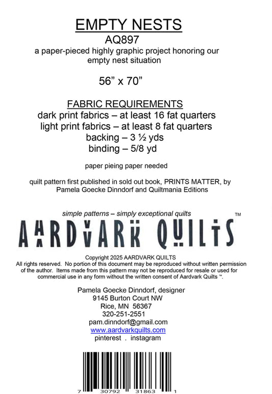 Empty Nests - Printed Quilt Pattern - homesewn