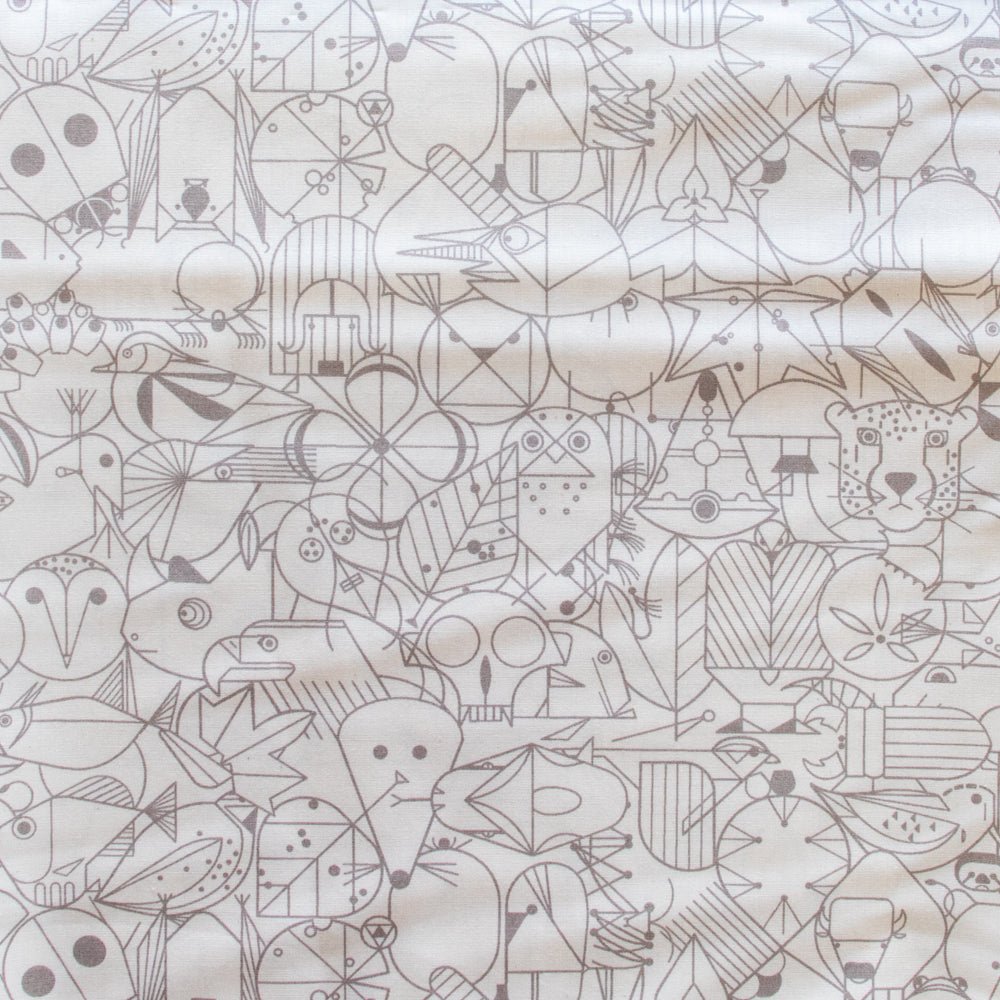 End Papers Charley Harper - Ash ORGANIC Poplin - homesewn