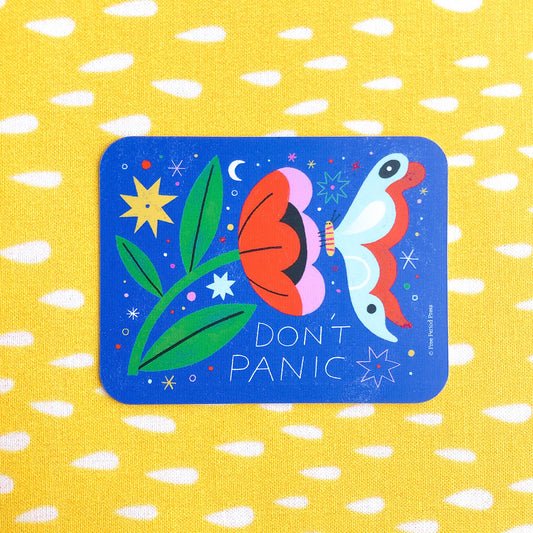 Don't Panic Butterfly Flower Vinyl Decal Sticker