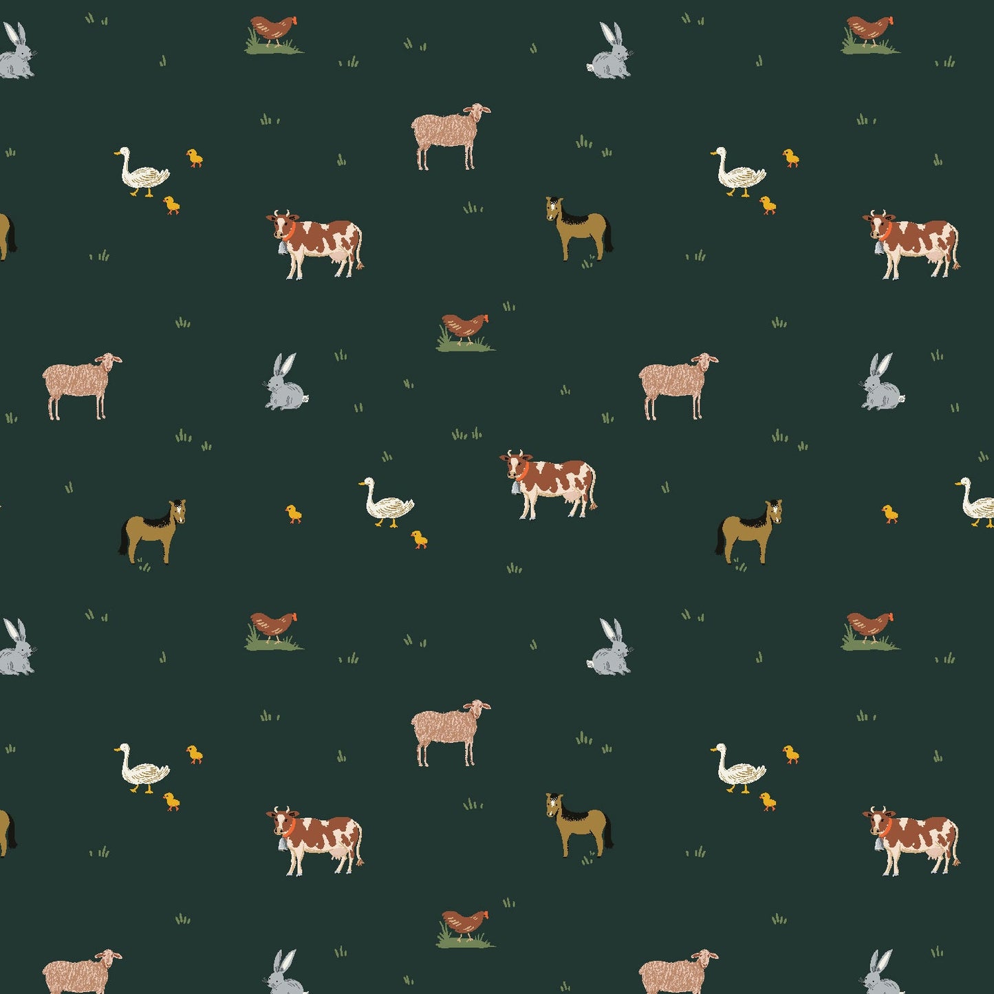 Farm Animals - Evergreen - Gracie Rifle Paper Co. Fabric - homesewn
