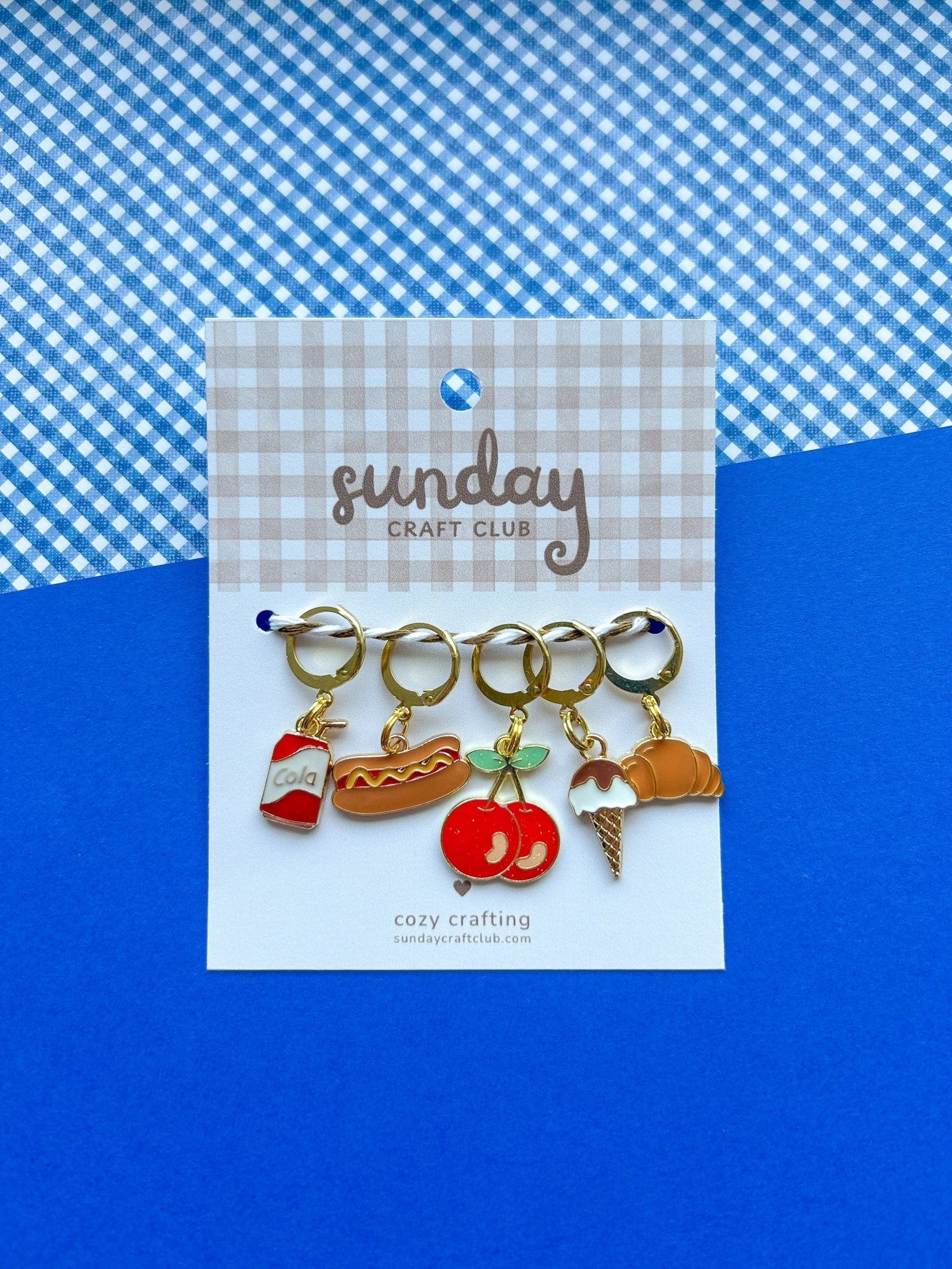 Favorite Snacks Stitch Marker Set, Progress Keepers, Knitting and Crochet (Choose your Clasp) - homesewn