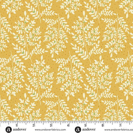 Ferns & Fronds Yellow - Flourish - QUILTING COTTON/POPLIN - homesewn