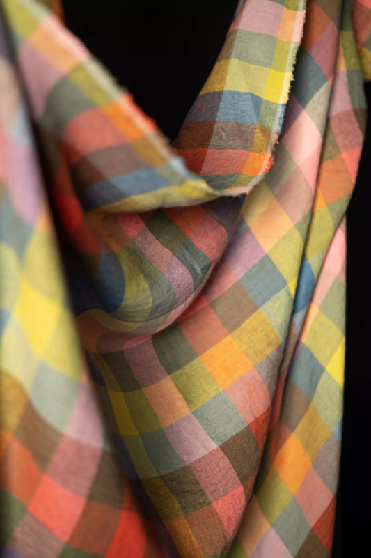 Festival Check European Laundered Linen - 58" Wide - homesewn