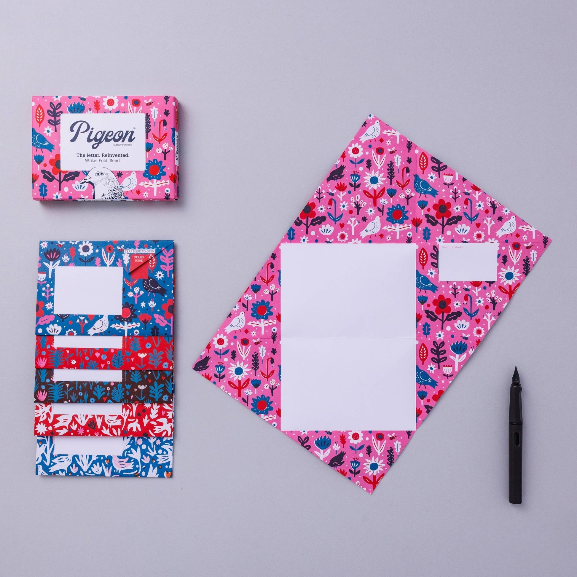 Fiesta Pigeon, Folding Stationery Letter Set - Pack of 6 - homesewn
