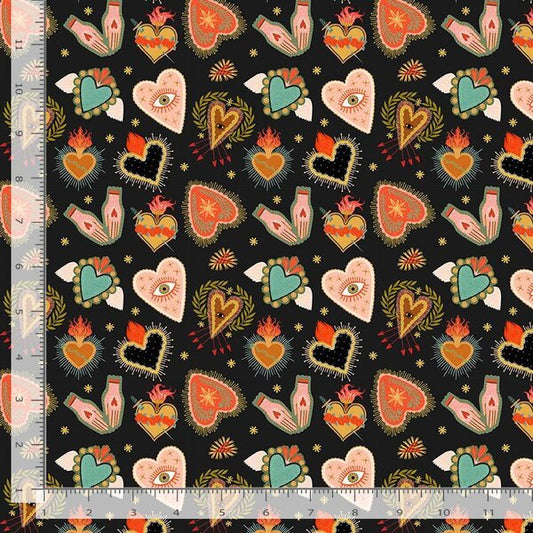 Flaming Hearts - Midnight - homesewn