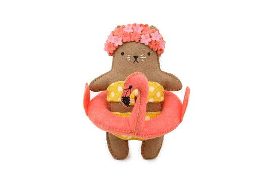 Flamingo Cat Felt Doll Kit - homesewn