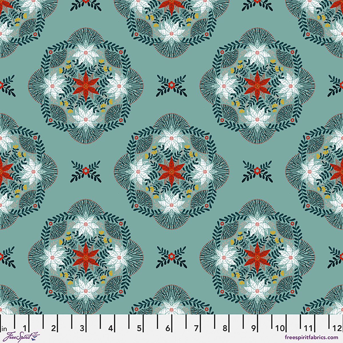 Flowers in the Thicket - Teal - Silent Night - homesewn