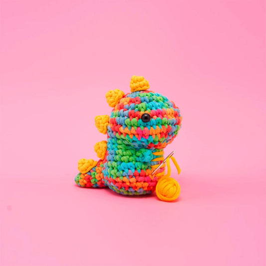 Fred the Rainbow Dinosaur Beginner Crochet Kit - homesewn