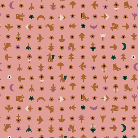 Free Bird Pink ORGANIC - Fern Grove QUILTING COTTON fabric - homesewn