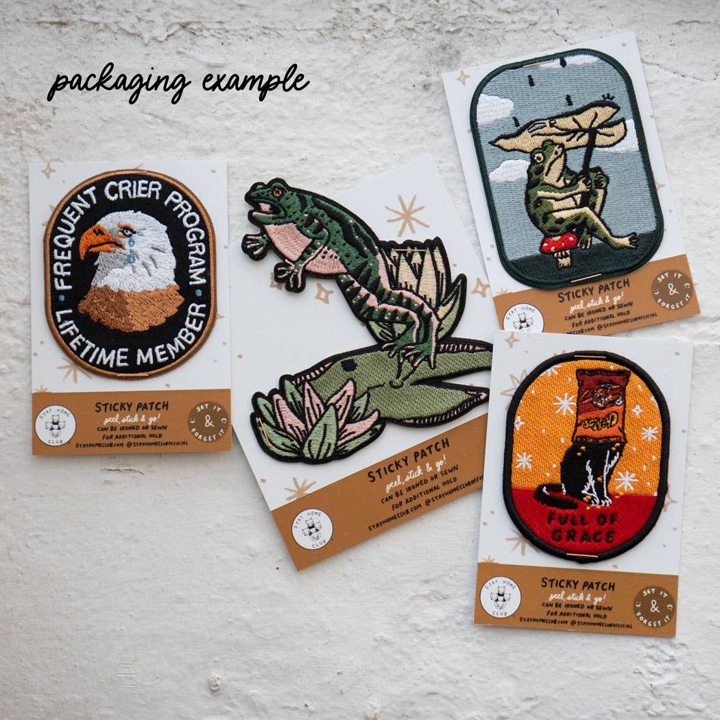 Full of Grace Cat Sticky Patch | Embroidered Sticker Patch - homesewn