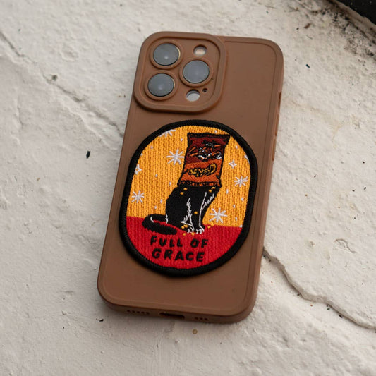 Full of Grace Cat Sticky Patch | Embroidered Sticker Patch - homesewn