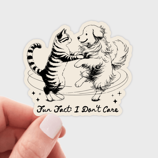 Fun Fact: I Don't Care Sticker - cat, dog, mental health - homesewn