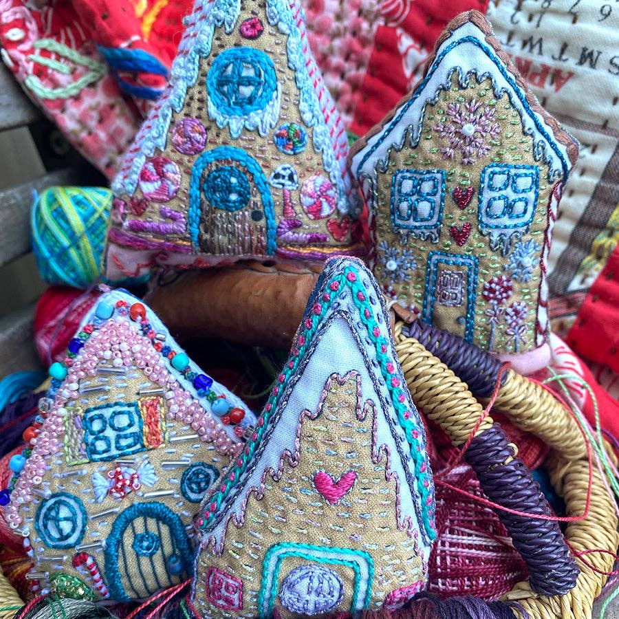 Gingerbread Houses Embroidered Ornaments Sampler - homesewn