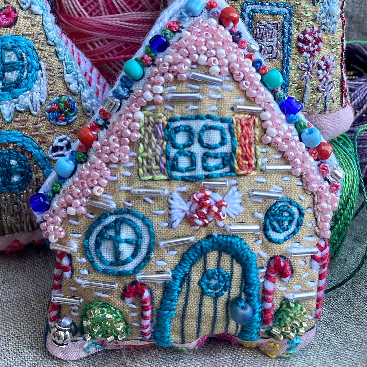 Gingerbread Houses Embroidered Ornaments Sampler - homesewn