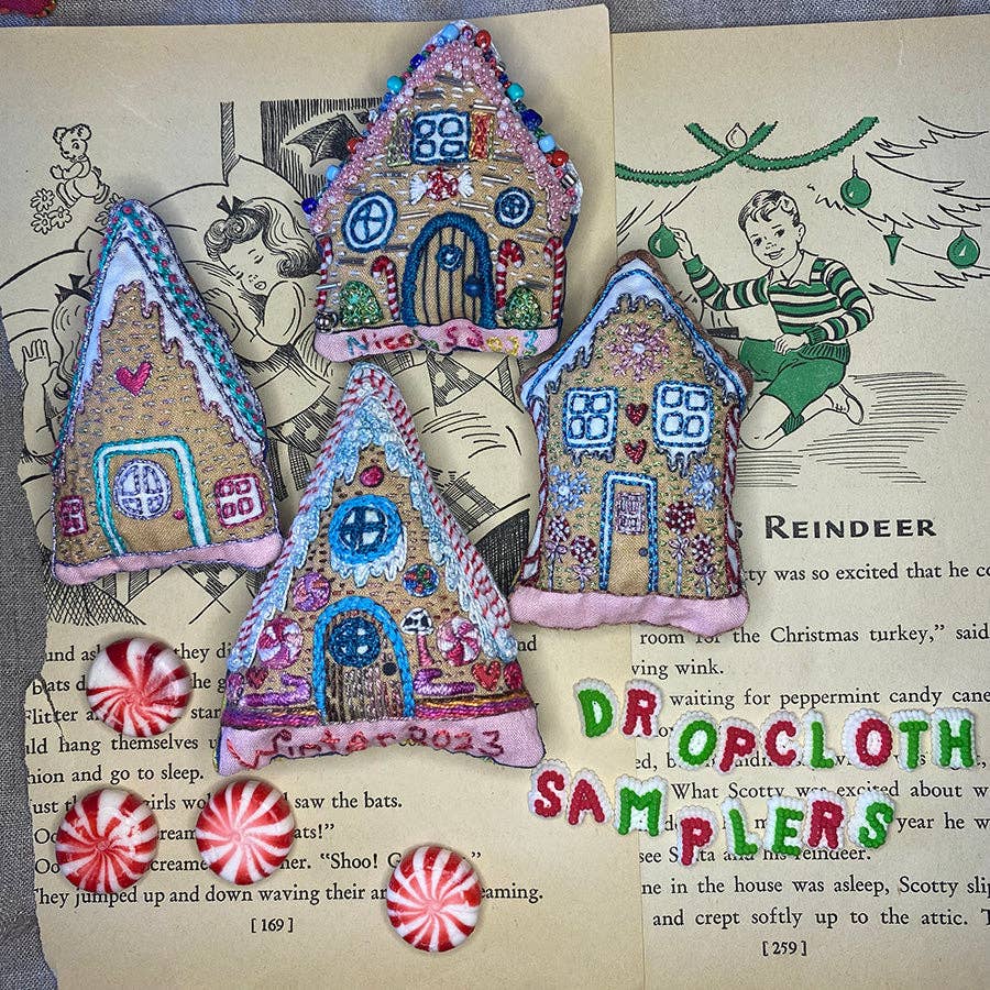 Gingerbread Houses Embroidered Ornaments Sampler - homesewn