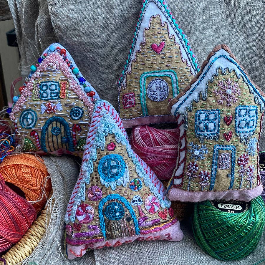 Gingerbread Houses Embroidered Ornaments Sampler - homesewn