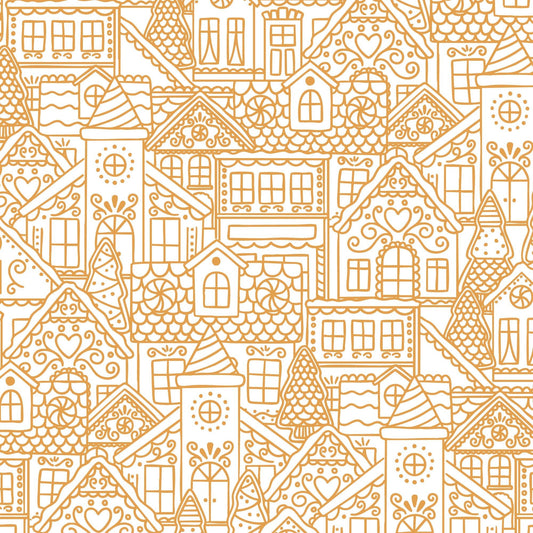 Gingerbread Village - Gold - Jolly Tidings - homesewn