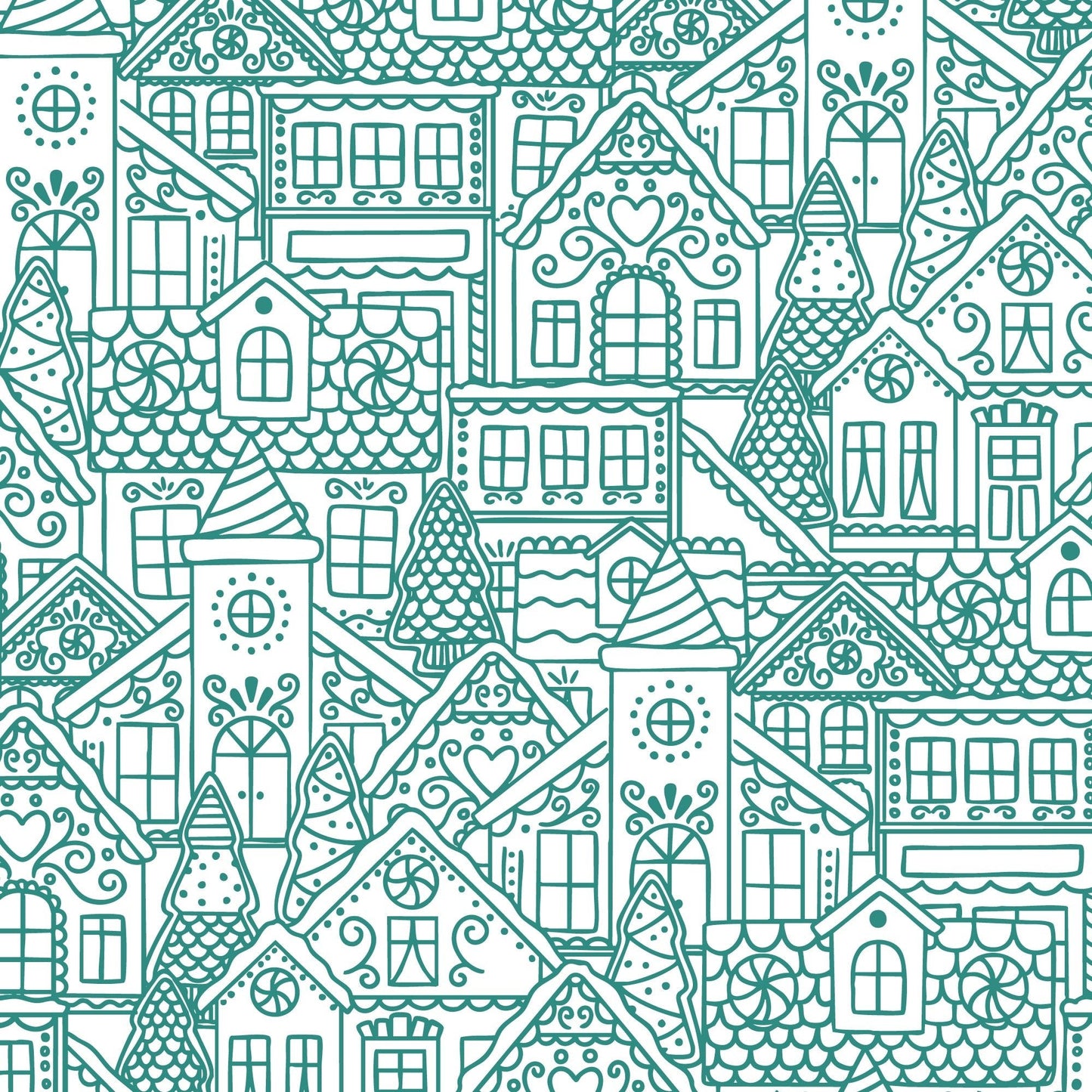 Gingerbread Village - Turquoise - Jolly Tidings - homesewn
