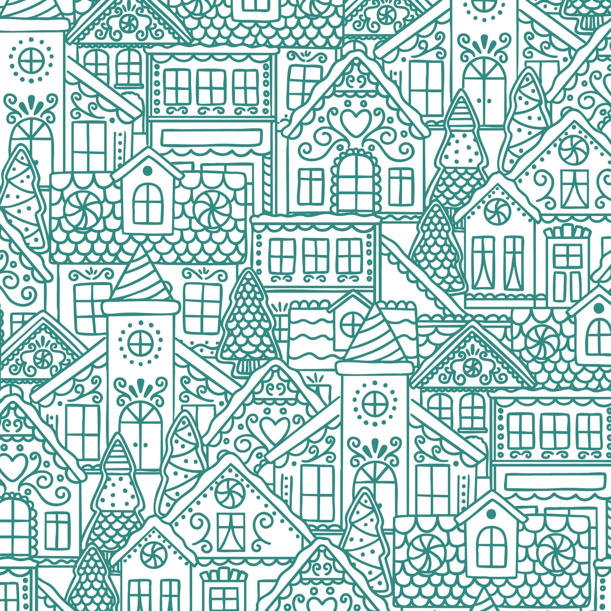 Gingerbread Village - Turquoise - Jolly Tidings - homesewn