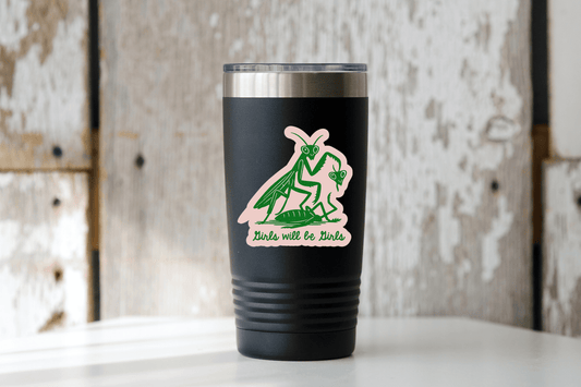 Girls Will Be Girls Sticker - feminist, women, pink, cute - homesewn