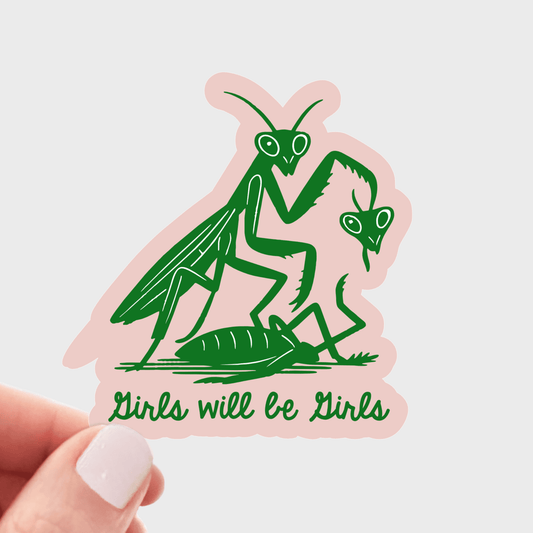 Girls Will Be Girls Sticker - feminist, women, pink, cute - homesewn