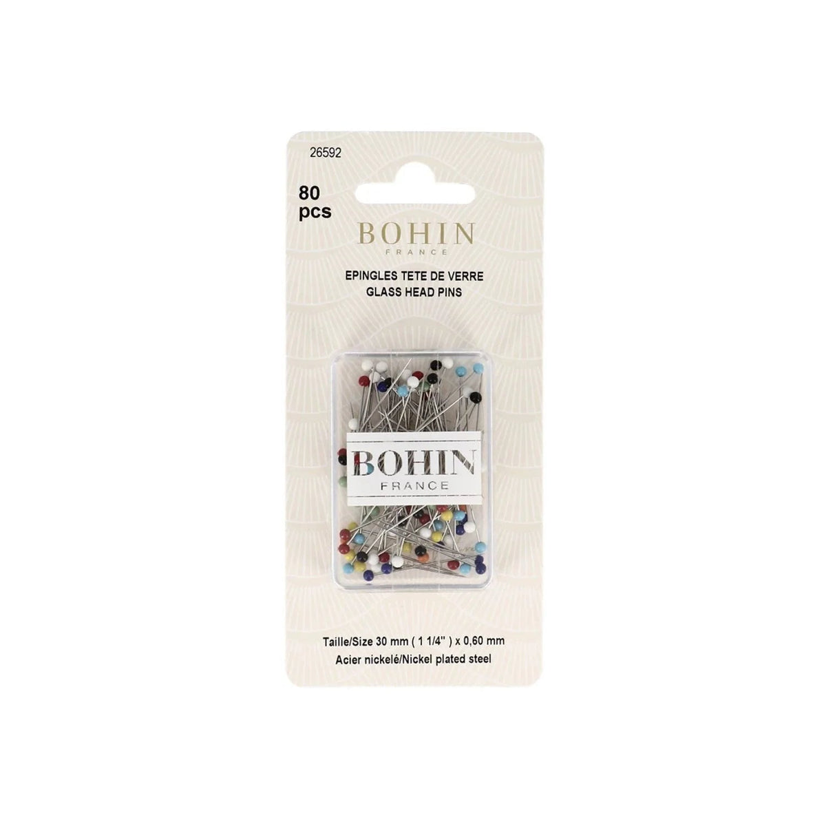 Glass Head Pins - 1 1/4", 80 count - homesewn