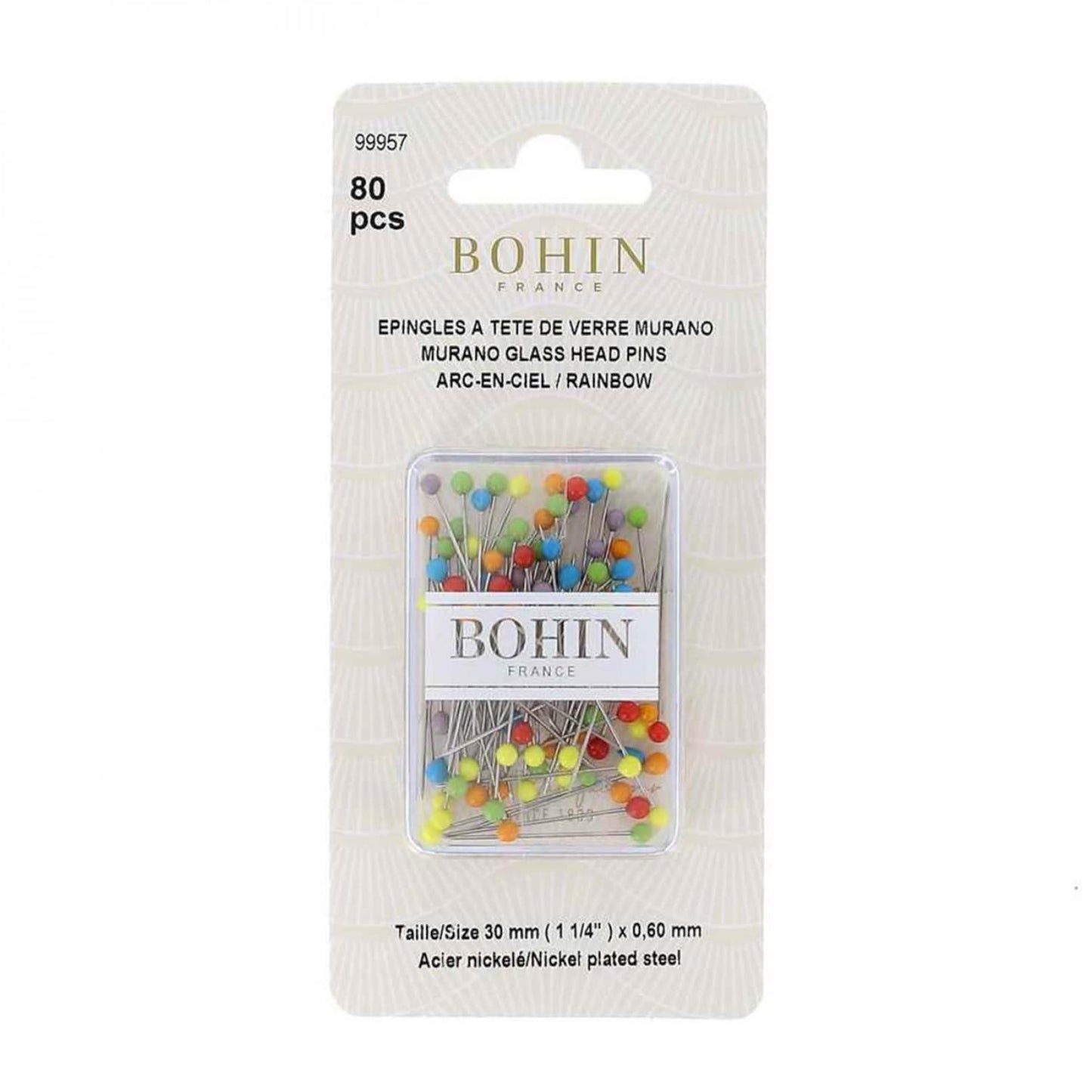 Glass Head Pins - 1 1/4", 80 count - homesewn
