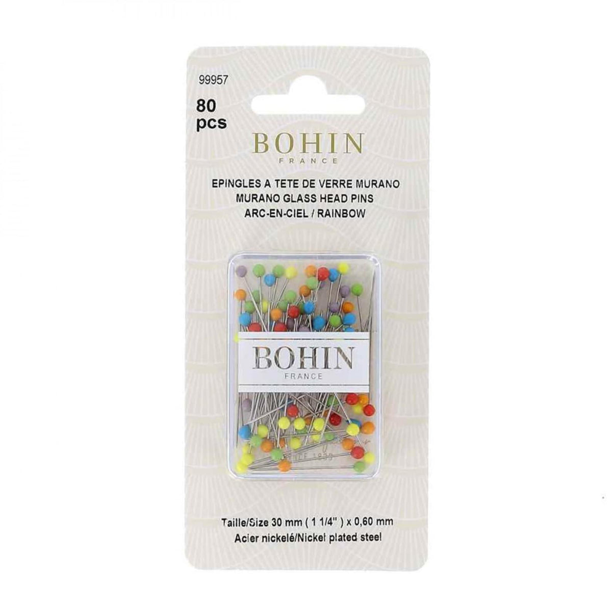 Glass Head Pins - 1 1/4", 80 count - homesewn