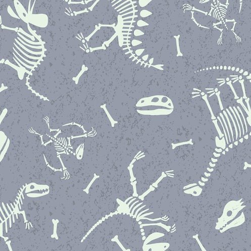 Glow Dino Skeletons - Lt Blue - homesewn